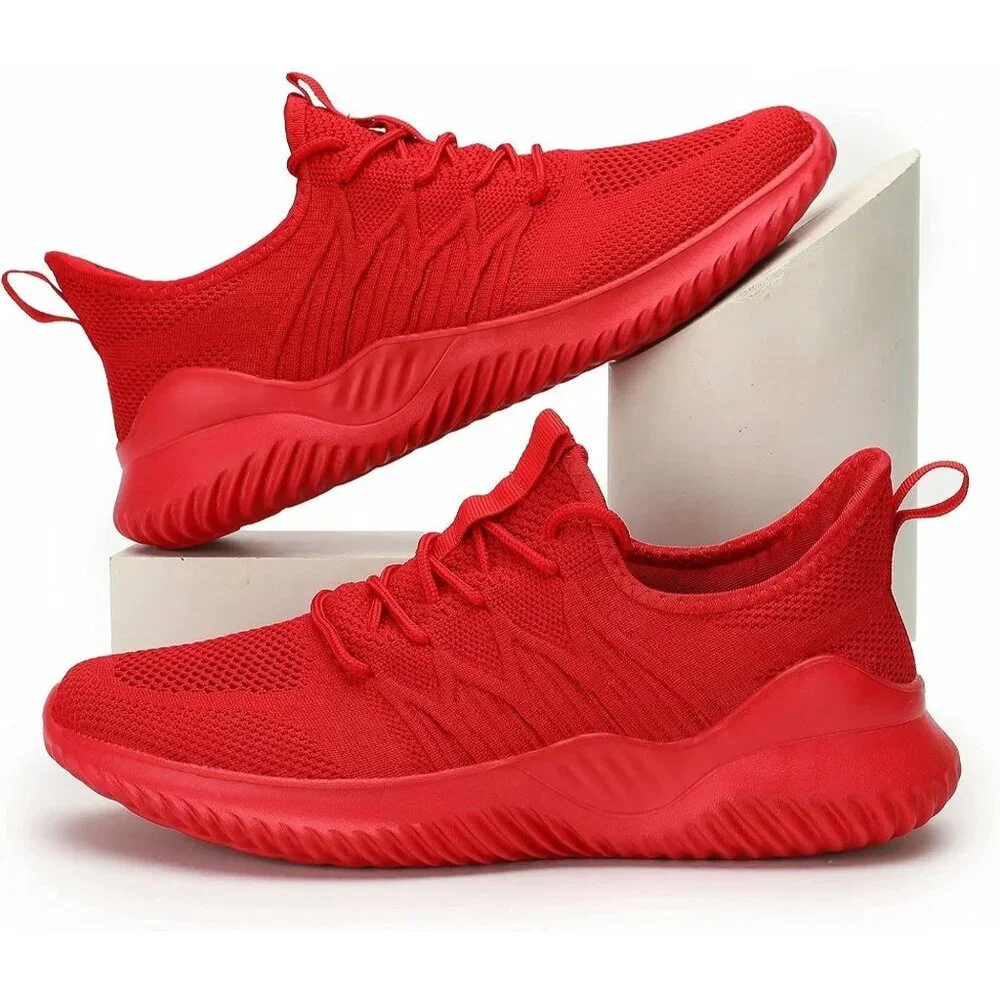 👉 Men's Sneakers Red Walking Classic Sports Athletic Running Casual Shoes - Picture 5 of 7